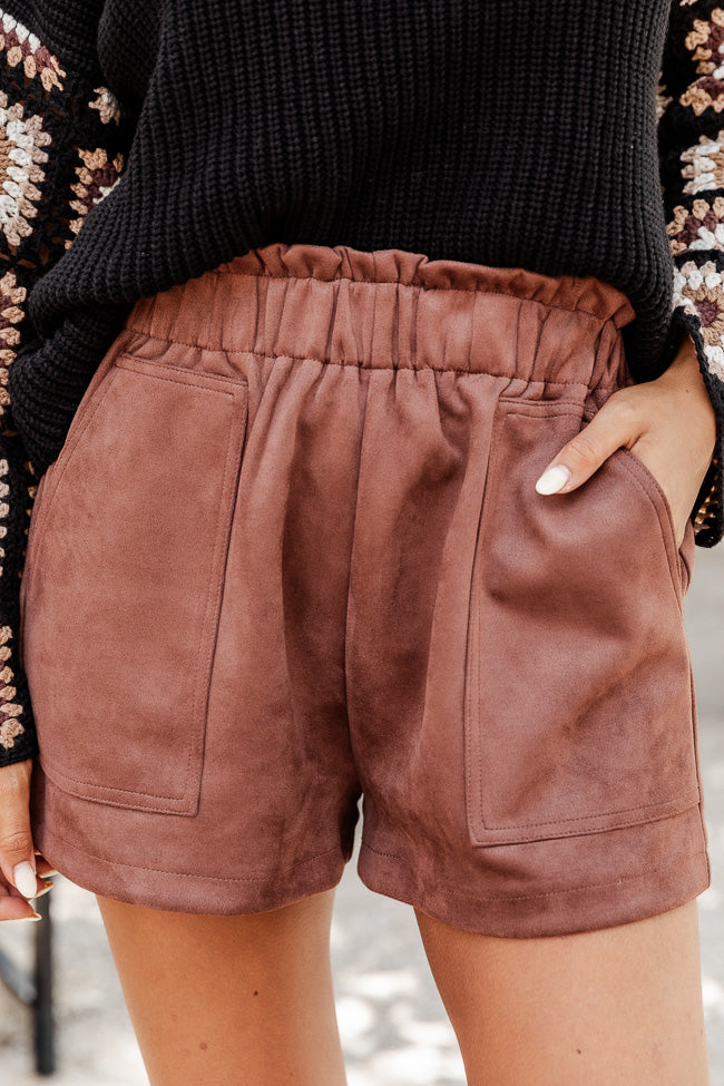 Final Moments Brown Suede Shorts