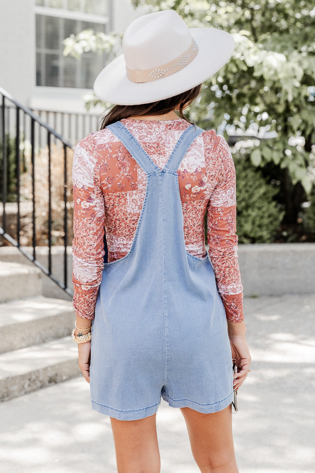 Like I Loved You Light Wash Chambray Knotted Romper FINAL SALE