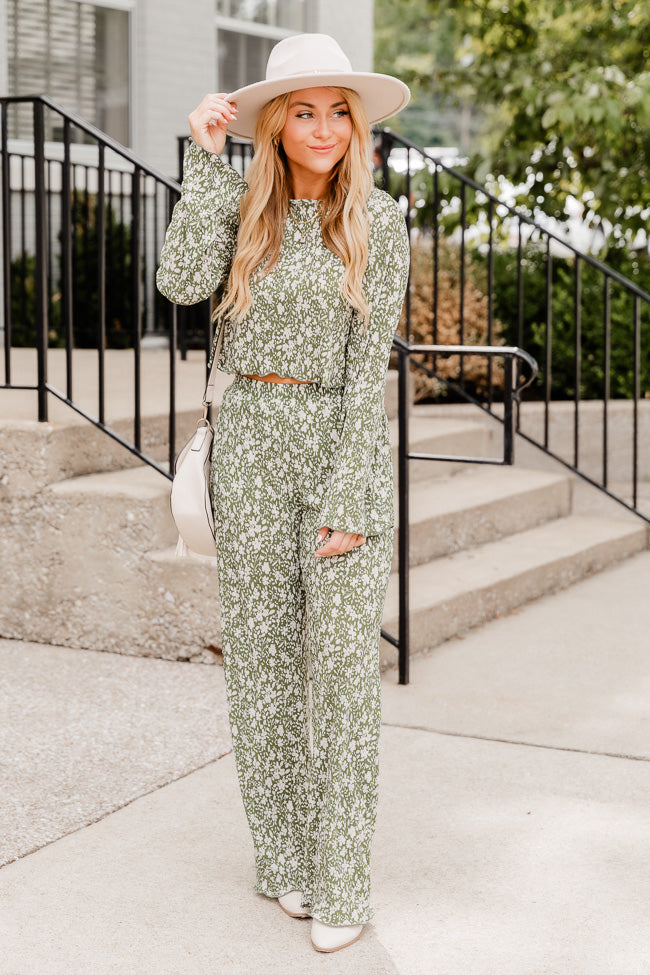 Moments We Live For Green Floral Textured Pants FINAL SALE