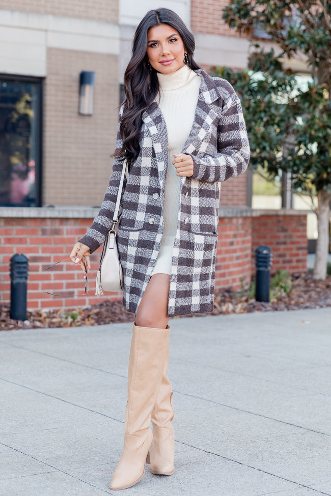 Plaid shop cardigan coat