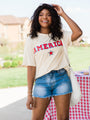 America Star Chenille Ivory Graphic Tee FINAL SALE