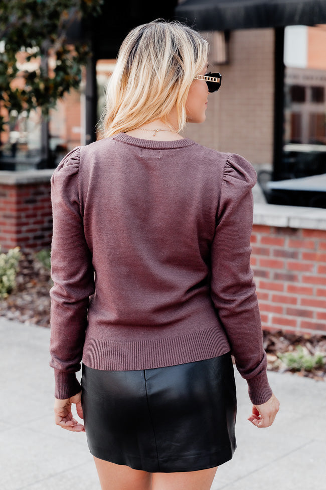 Can't Help Falling Brown Puff Sleeve Sweater