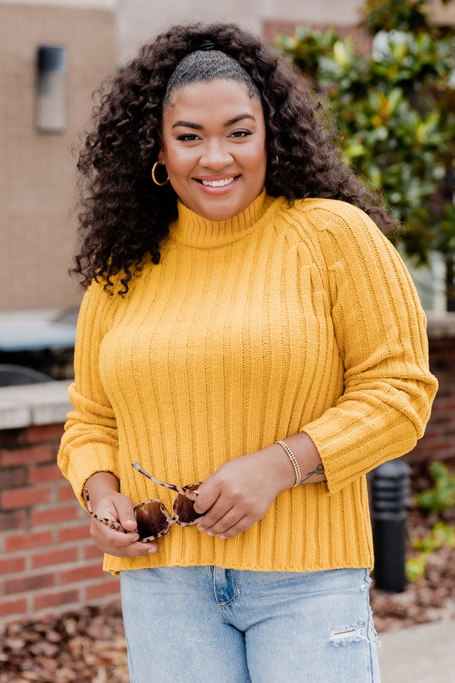 Letting You Go Mustard Chenille Turtleneck Sweater FINAL SALE