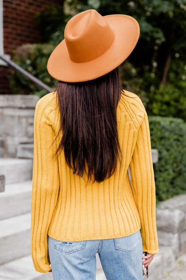 Letting You Go Mustard Chenille Turtleneck Sweater FINAL SALE Pink Lily