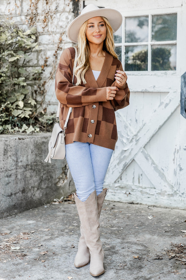 All I Wanted Brown Checkered Cardigan FINAL SALE