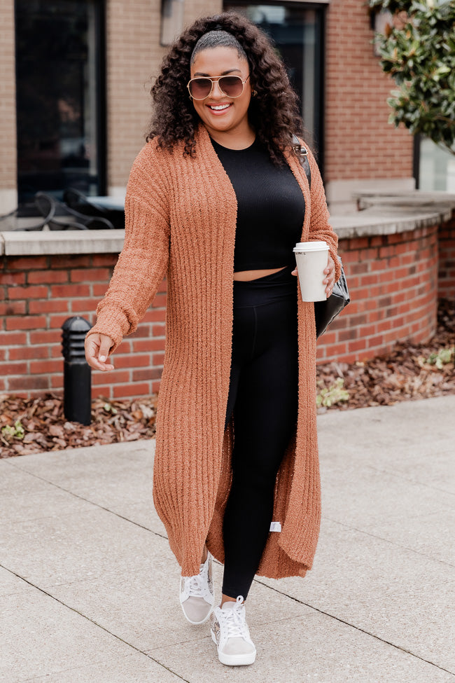 Never Going Back Brown Fuzzy Duster Cardigan FINAL SALE