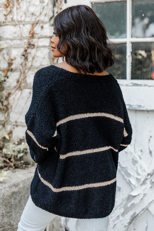 Metallic striped store sweater