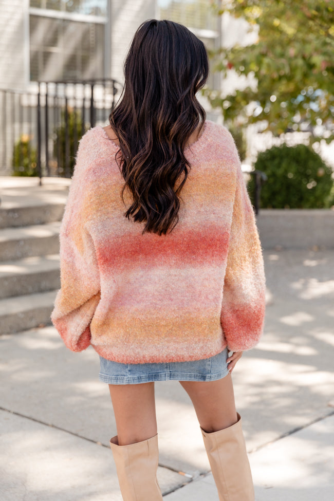 All My Heart Mustard And Coral Ombre Fuzzy Sweater FINAL SALE