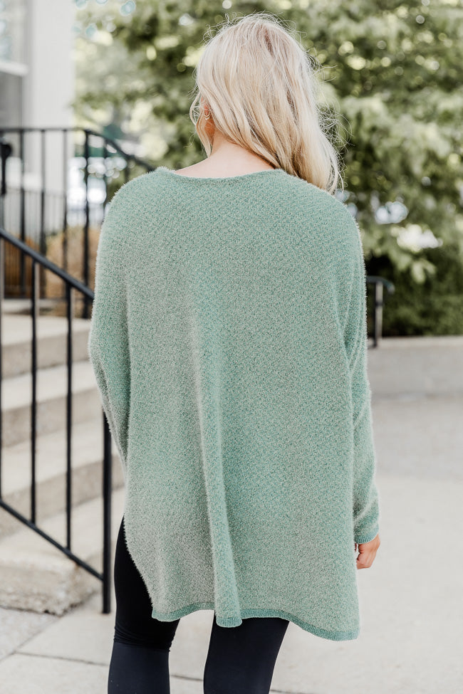 Thinking Of You Olive Fuzzy Henley Blouse