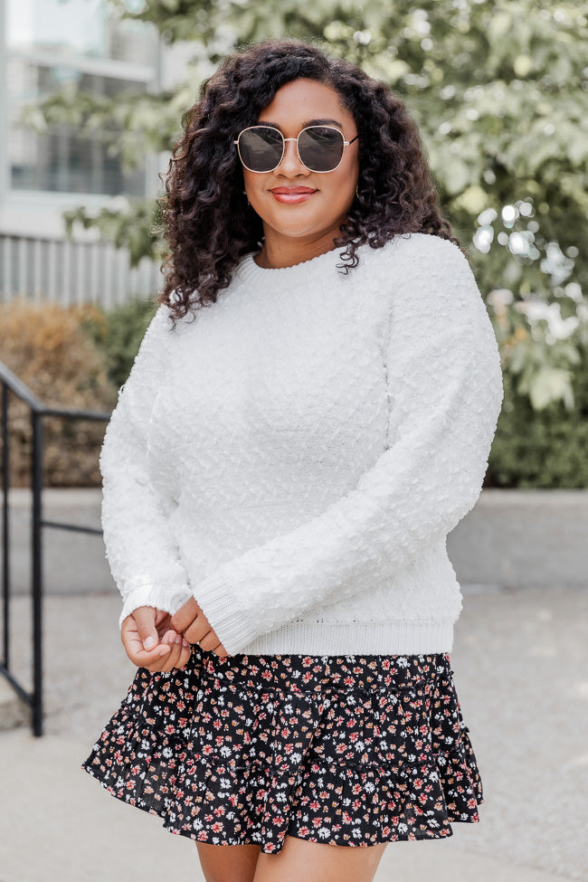 Could Be The One Ivory Textured Fuzzy Sweater