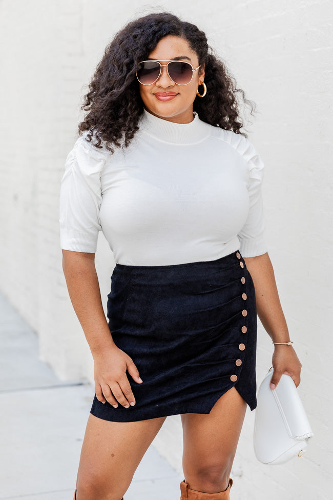 Plus size corduroy skirt v neck sale