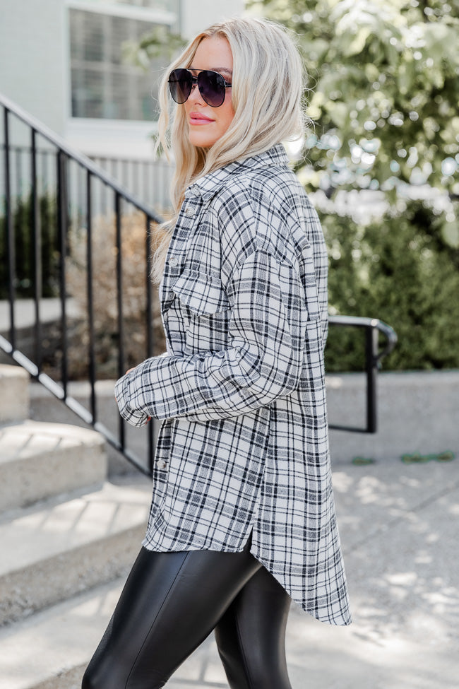All I Ever Wanted Ivory Plaid Button Front Blouse