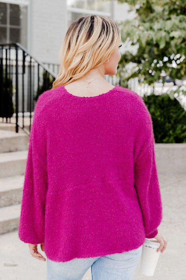 Habitat Clothing Top Women Medium Hot Pink Linen Knit Relaxed Lagenlook  Pullover