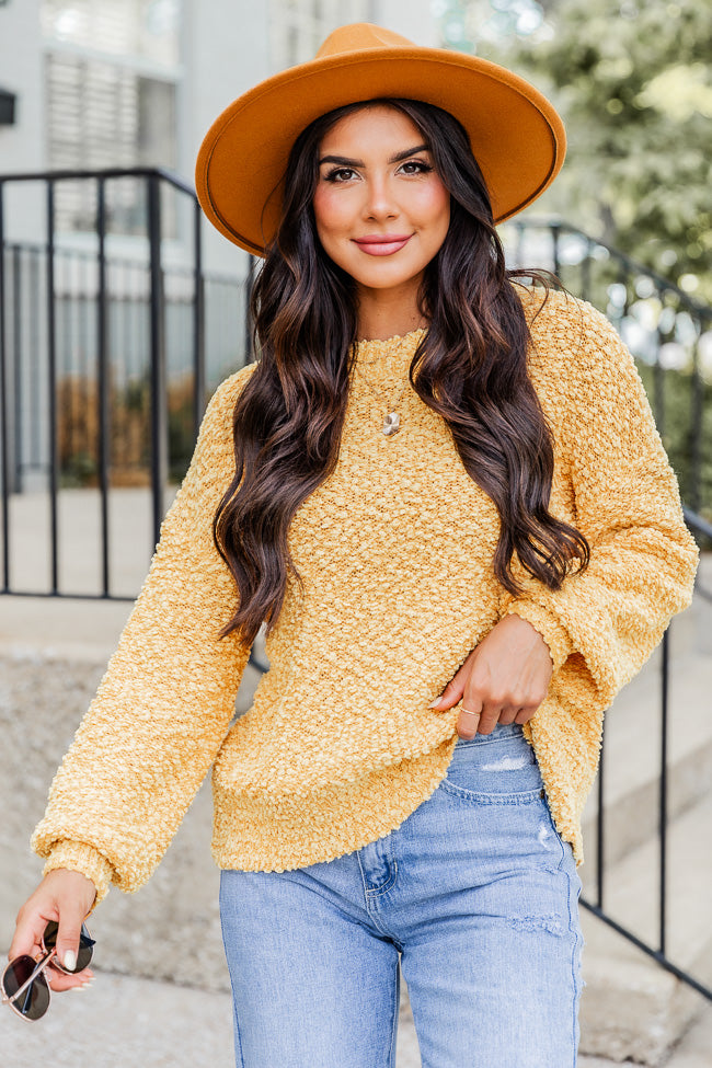 Yellow 2025 popcorn sweater