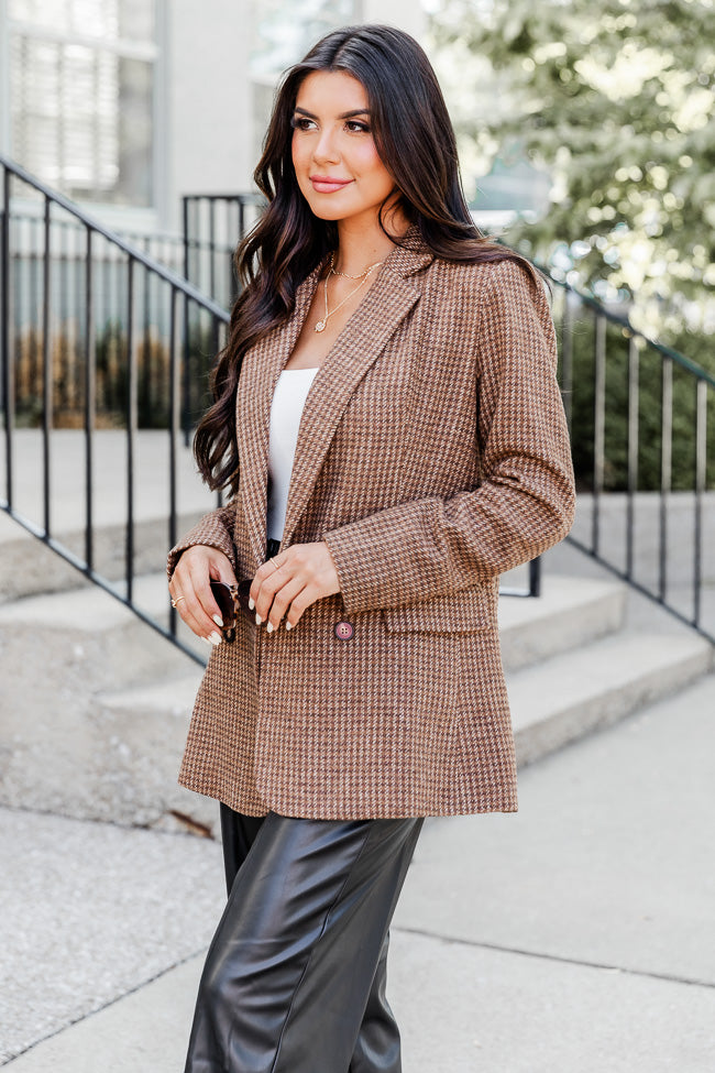 With You Forever Brown Plaid Blazer FINAL SALE