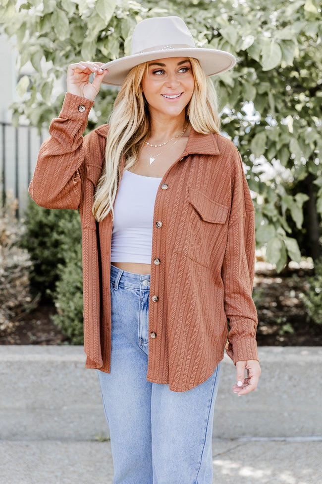 Take What You Get Brown Textured Knit Shacket FINAL SALE – Pink Lily