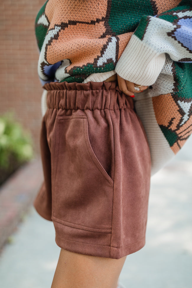 Final Moments Brown Suede Shorts