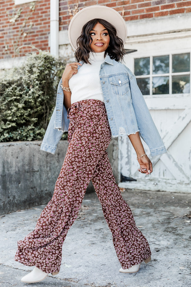 Something Has To Change Brown Belted Floral Pants FINAL SALE
