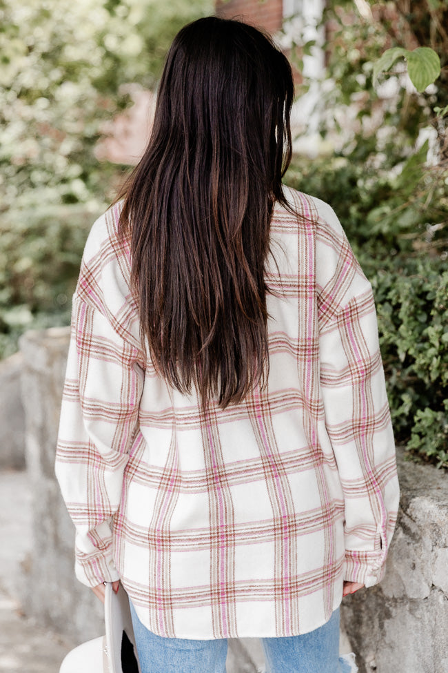 Be Uniquely You Pink And Brown Plaid Shacket
