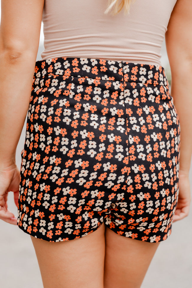 It's Time To Go Black And Brown Floral Print Cord Skort FINAL SALE