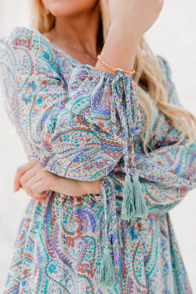 We've Been Here Before Blue Paisley Long Sleeve Maxi Dress FINAL SALE