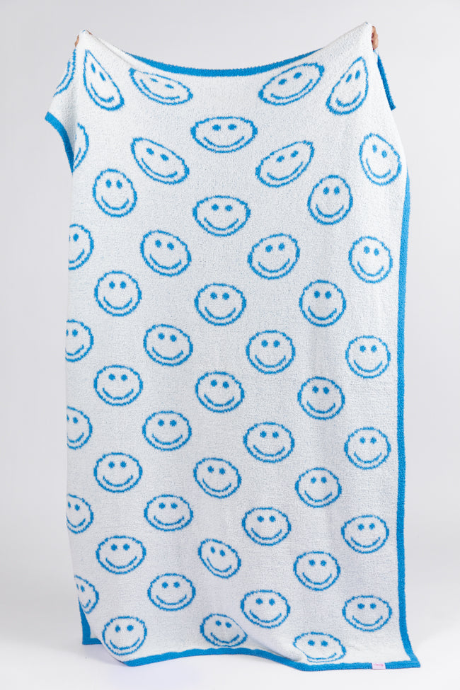 Make Me Believe Blue Smiley Blanket DOORBUSTER