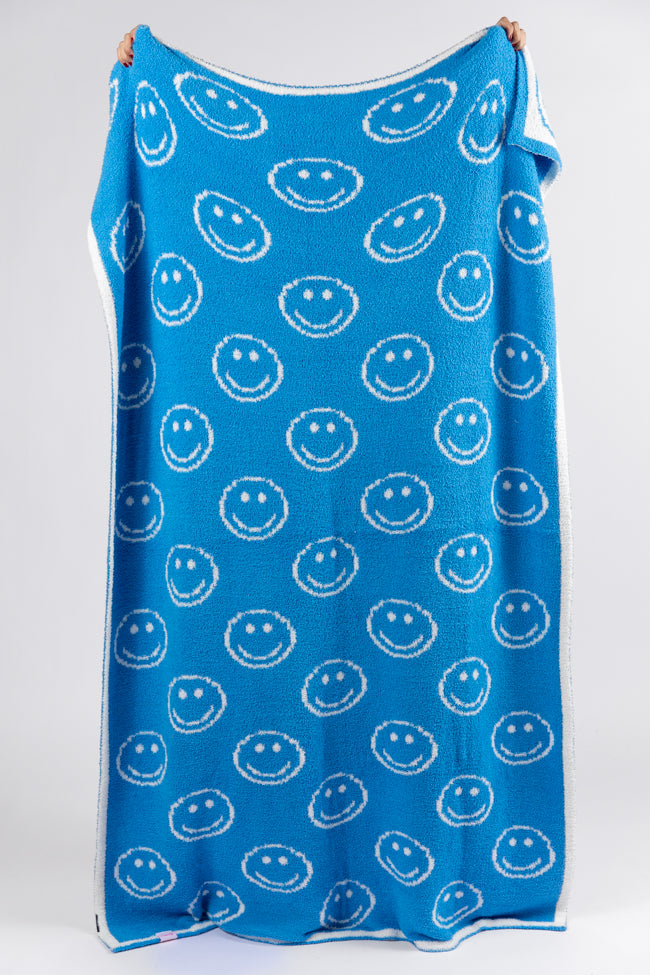 Make Me Believe Blue Smiley Blanket DOORBUSTER