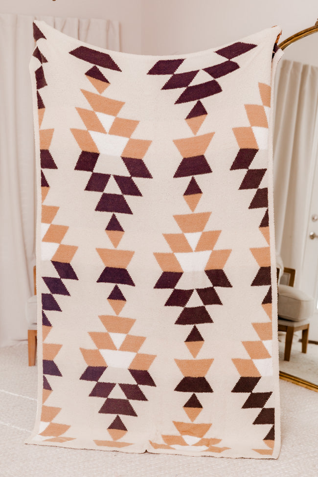 Make Me Believe Taupe Checkered and Daisy Print Blanket DOORBUSTER