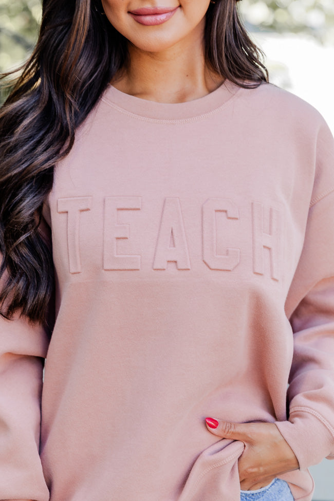 Teach Embossed Logo Terracotta Graphic Sweatshirt