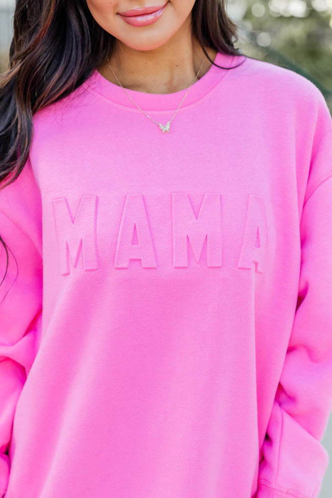 Mama Embossed Logo Power Pink Graphic Sweatshirt – Pink Lily