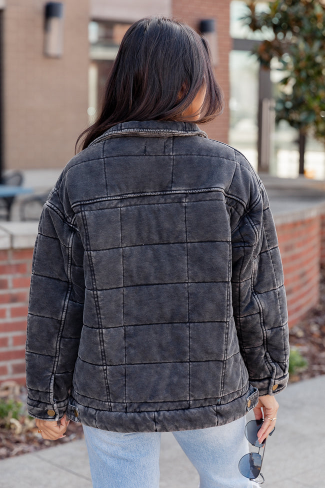 Take The Long Way Black Acid Wash Quilted Jacket