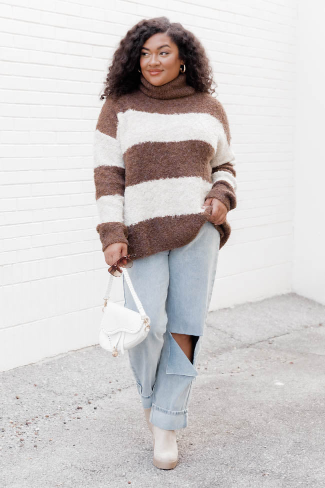 Plus size striped on sale turtleneck