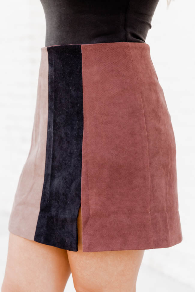 Striped suede outlet mini skirt