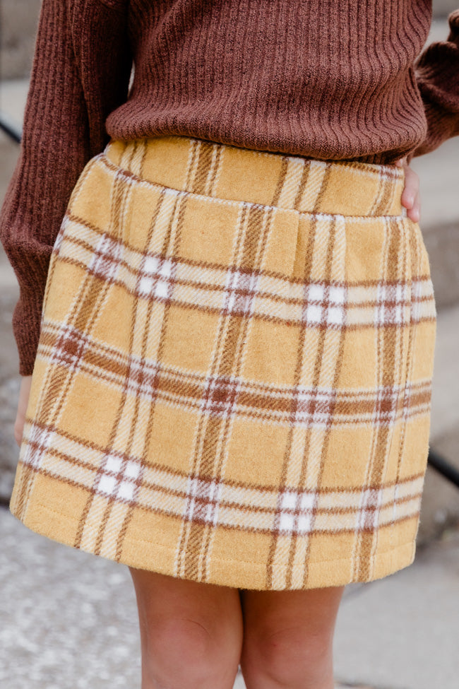 Mustard yellow tartan clearance skirt