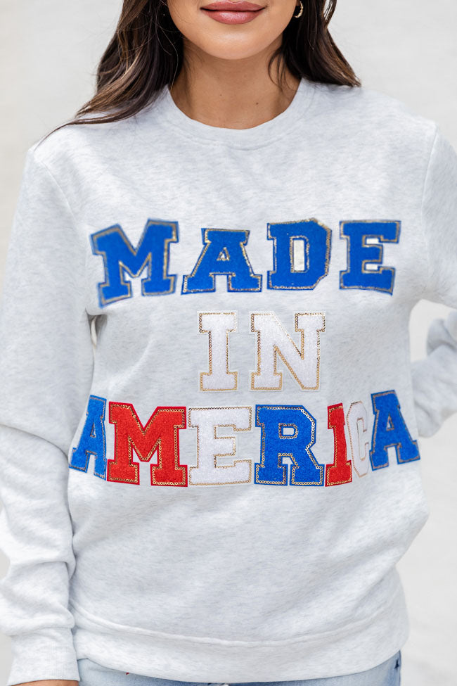 Made In America Chenille Patch Ash Graphic Sweatshirt