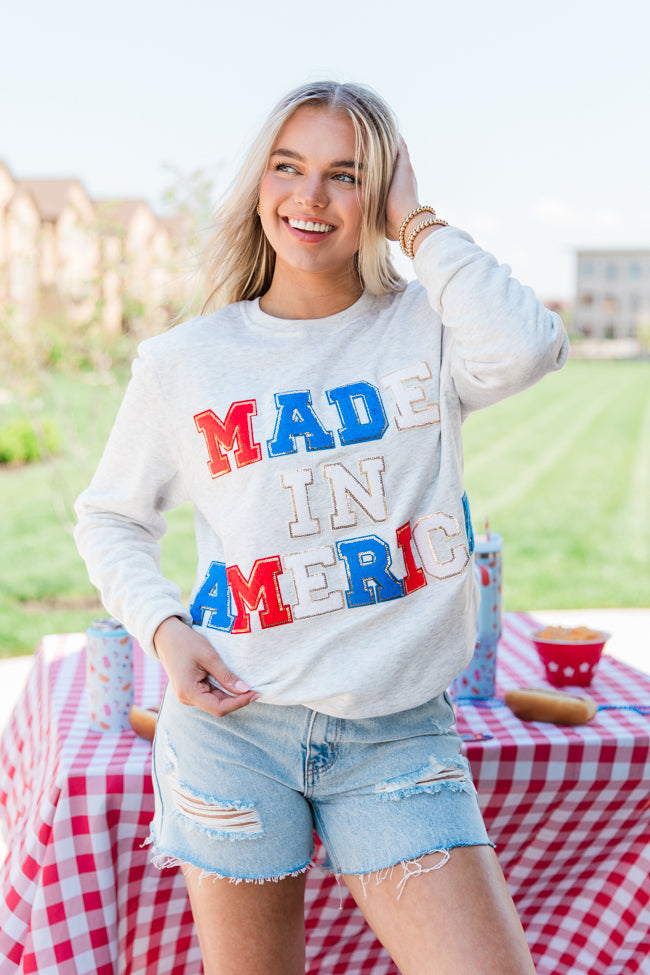 Made In America Chenille Patch Ash Graphic Sweatshirt