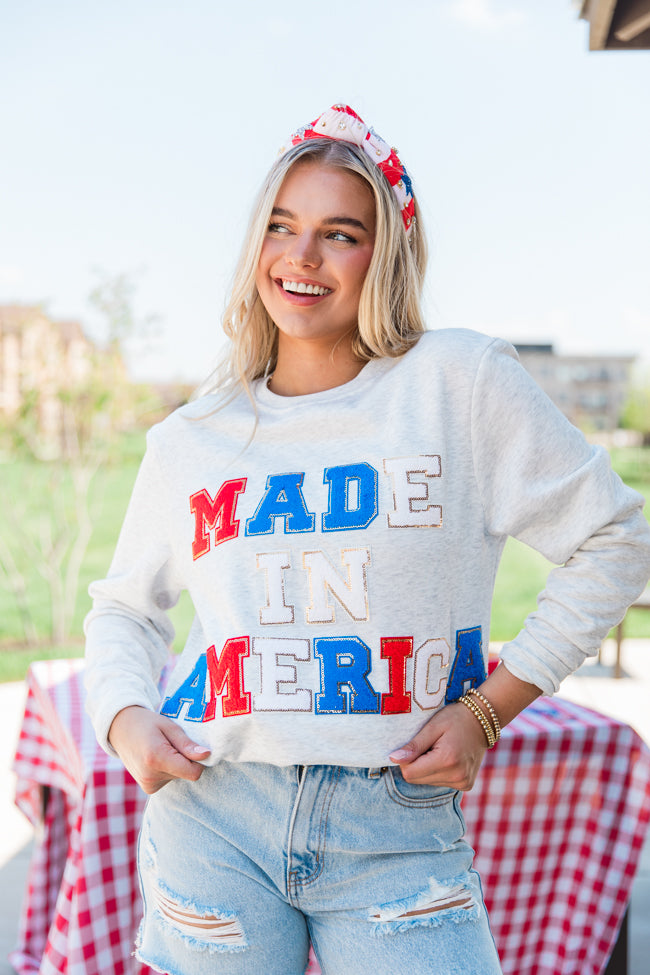 Made In America Chenille Patch Ash Graphic Sweatshirt