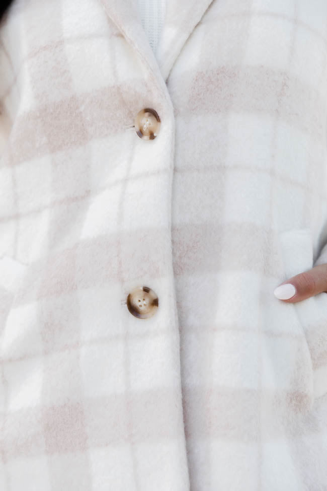 Get On Board Lily Beige Pink – Plaid Coat