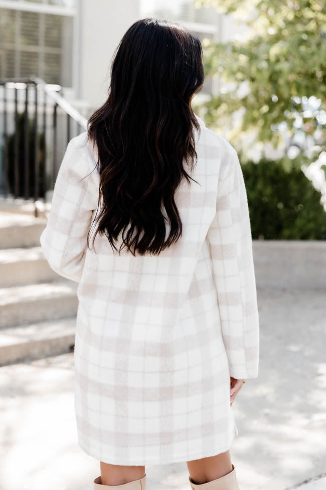 Lily – Plaid Board Coat Get Beige Pink On