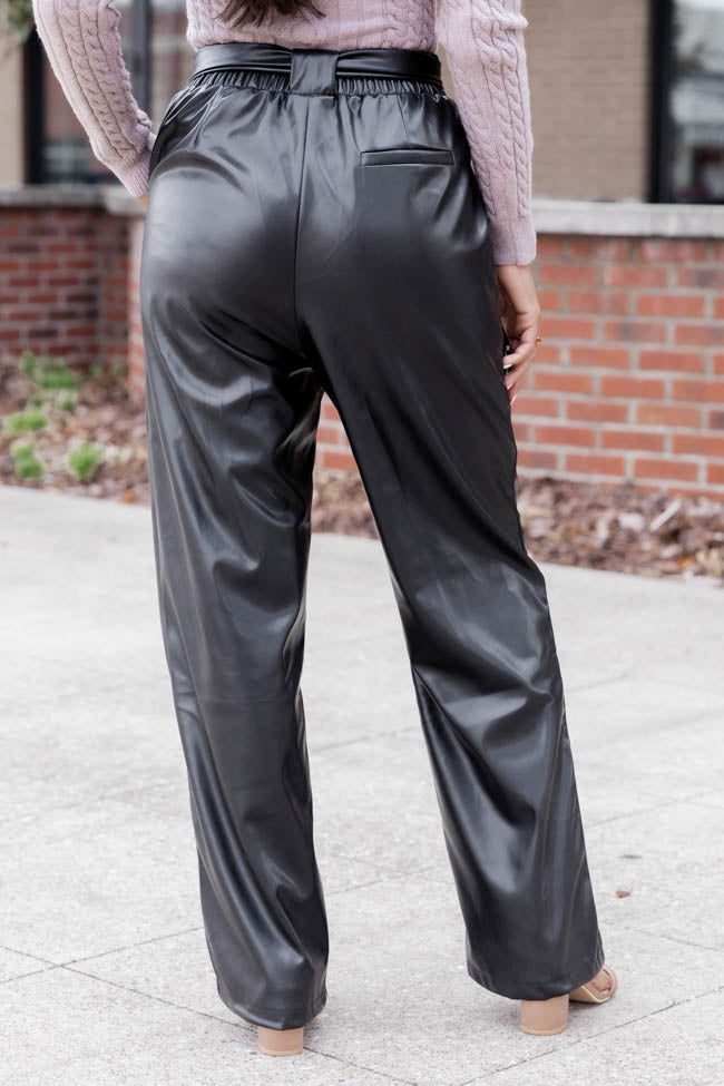 Treat You Right Black Faux Leather Tie Belt Pants FINAL SALE