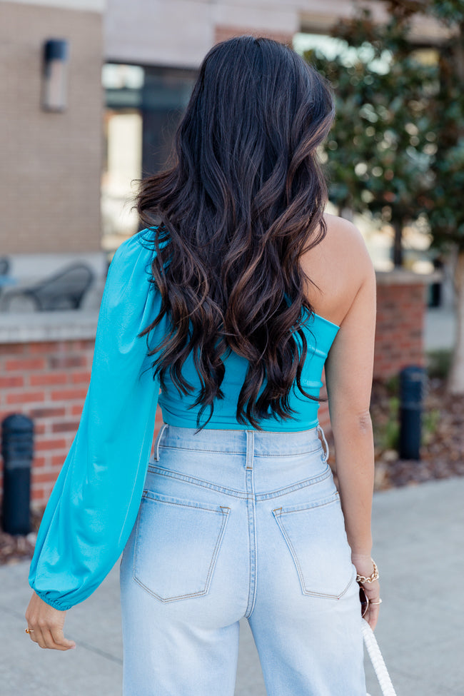 You're What I Need Blue One Shoulder Bodysuit