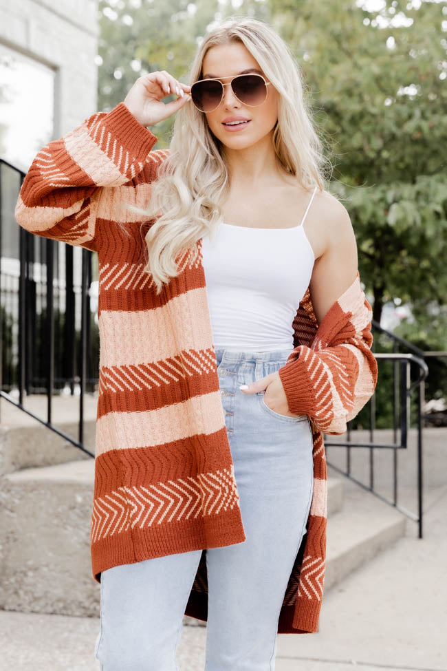 Holding Me Close Brown Striped Cardigan FINAL SALE