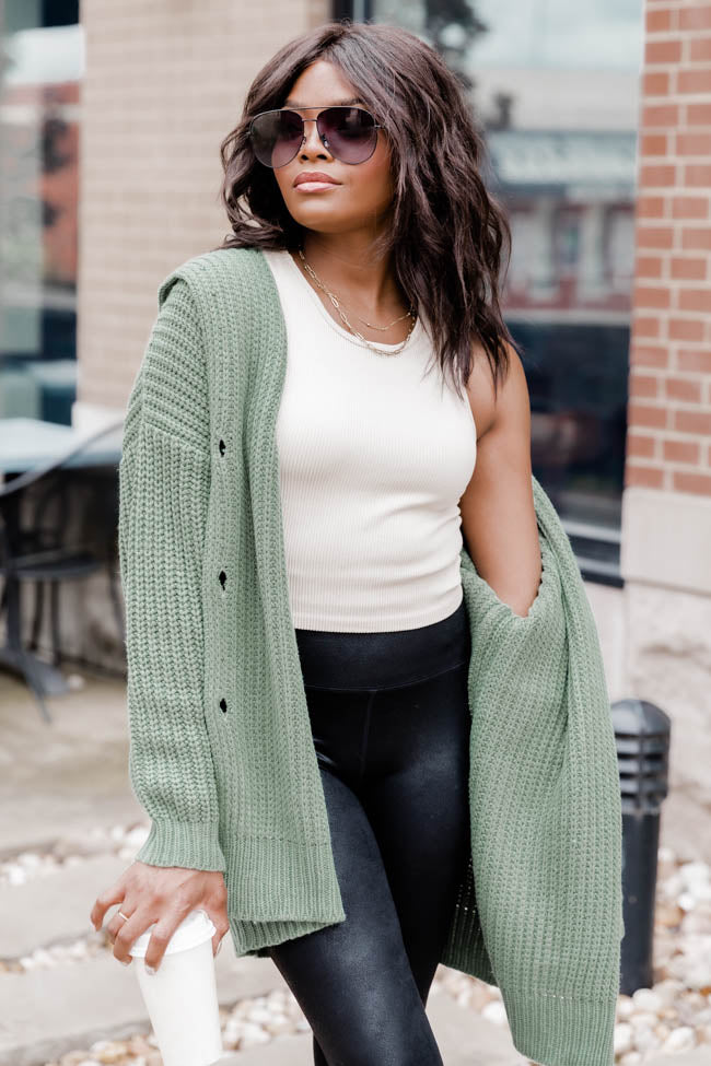 All In Theory Olive Oversized Cardigan