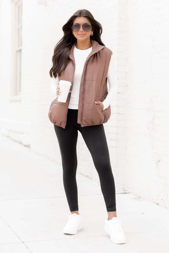 My Eyes On You Brown Oversized Puffer Vest