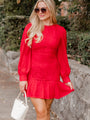 Never Going Away Red Long Sleeve Paisley Laced Mini Dress FINAL SALE