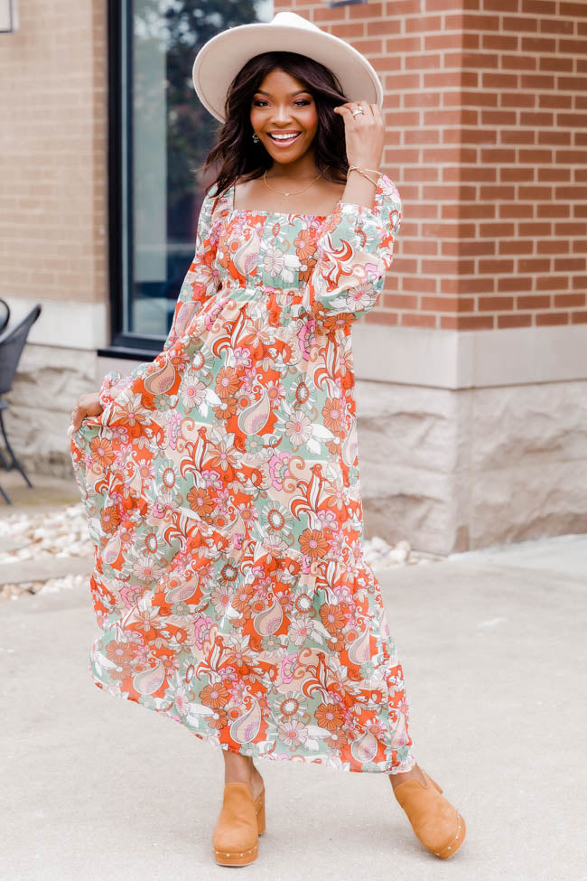 Floral midi 2025 dress sale