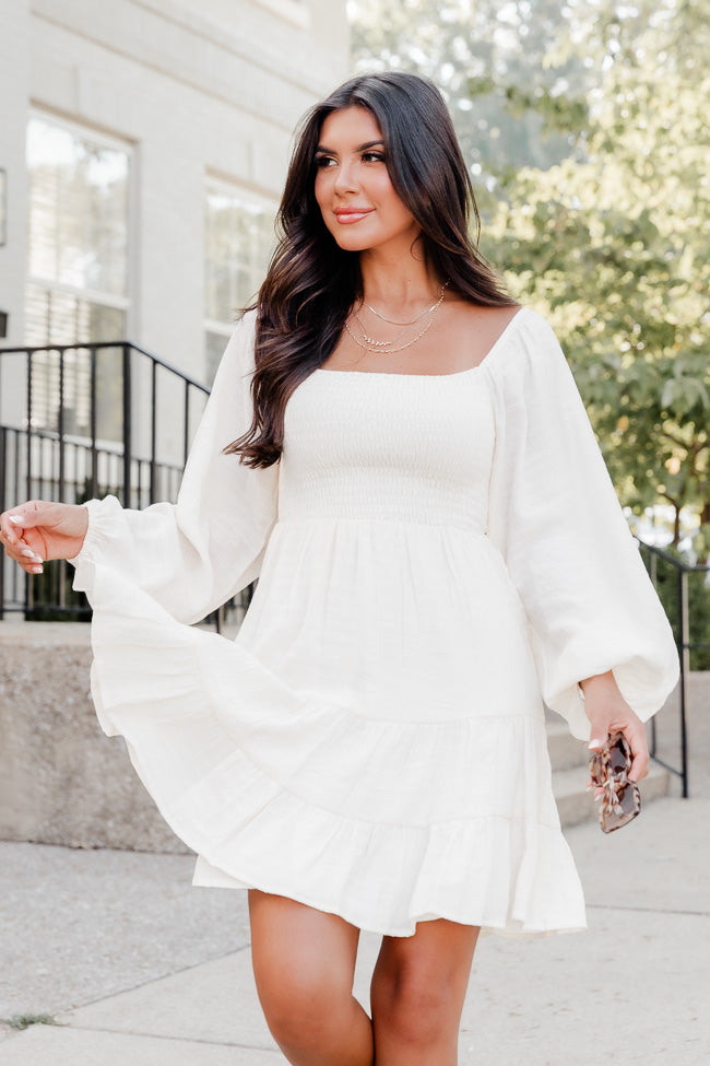 Ivory bell sleeve dress sale