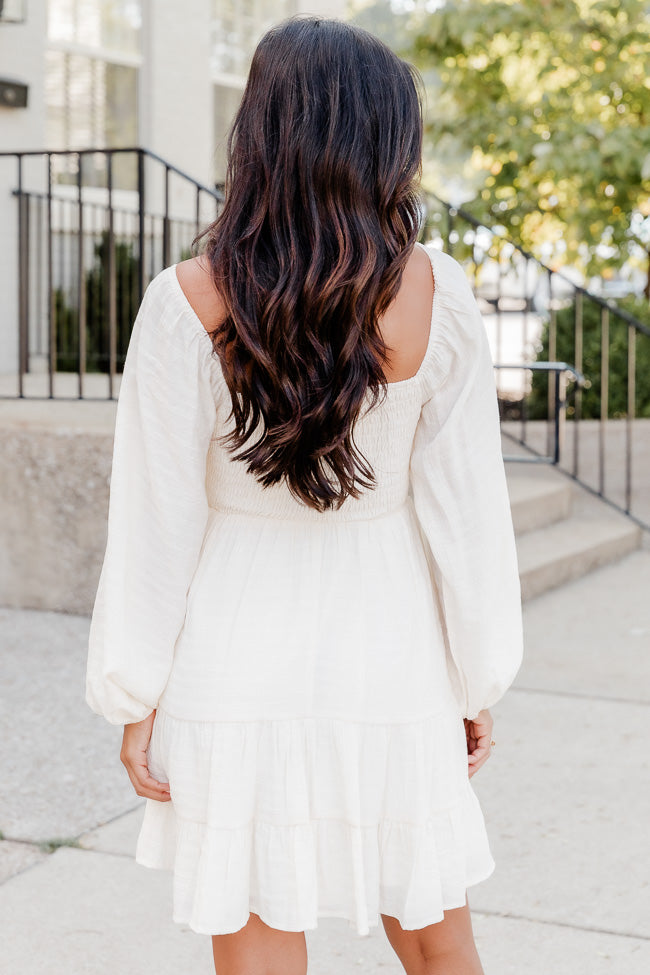 First To Know Ivory Long Sleeve Mini Dress