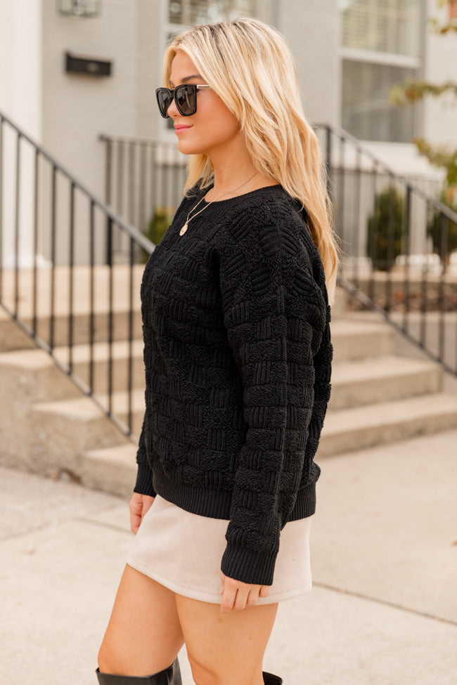 High Expectations Black Woven Textured Sweater FINAL SALE