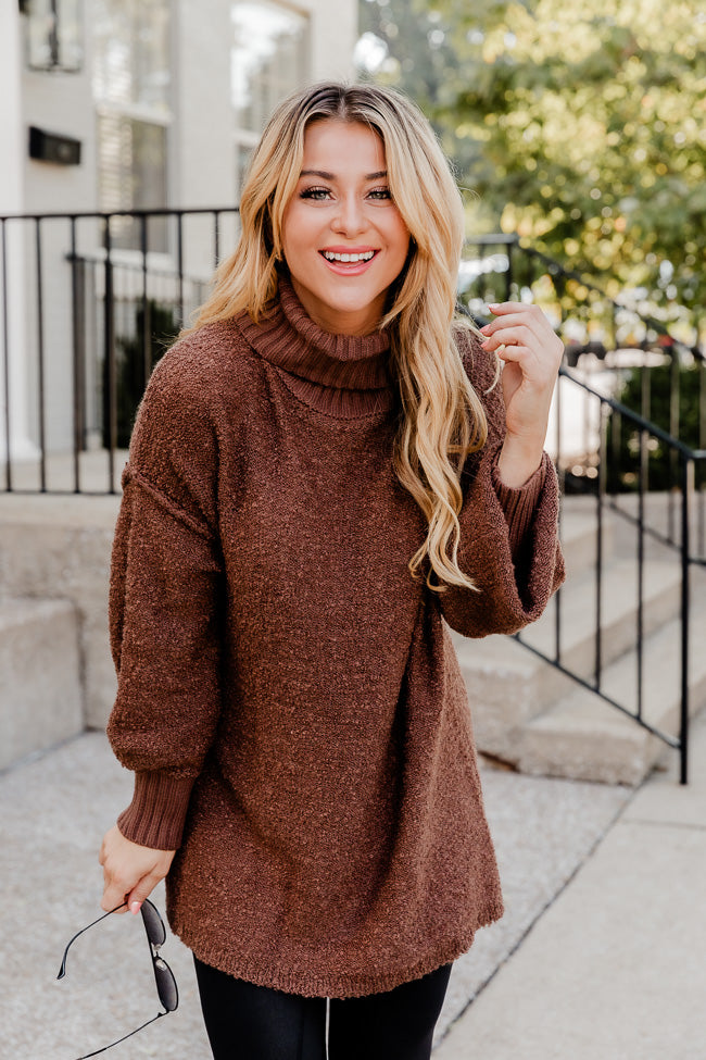 Haven't You Heard Chocolate Turtleneck Sweater – Pink Lily
